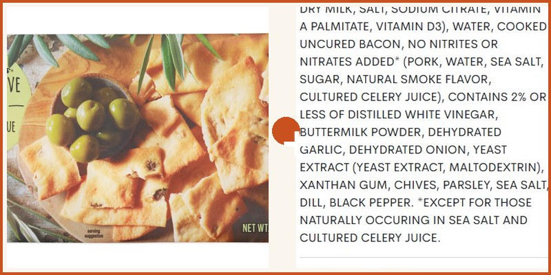 Trader Joe's pairing: Green Olive Flats + Chicken Uncured Bacon Ranch