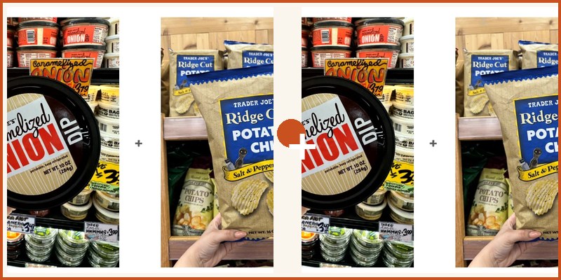 Trader Joe's pairing: Ridge Cut Potato Chips With Sea Salt + Caramelized Onion Dip