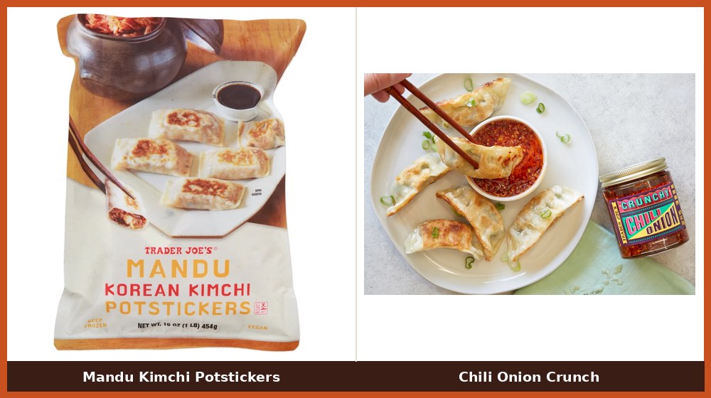 Trader Joe's Mandu Kimchi Potstickers and Chili Onion Crunch