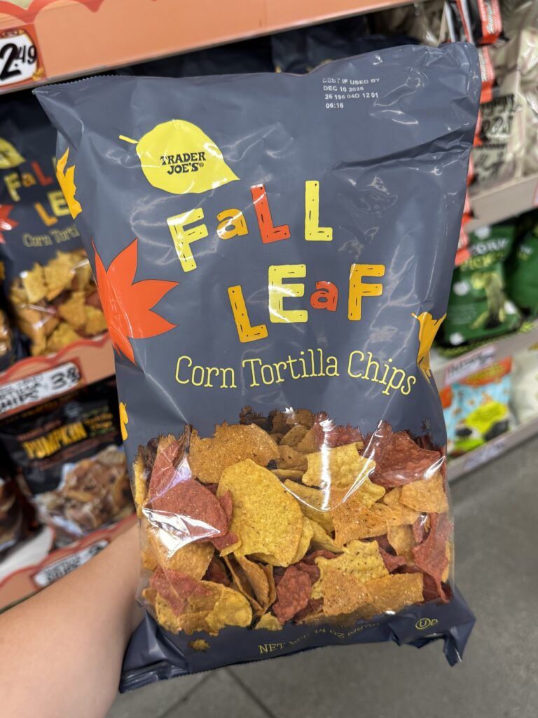 Trader Joe’s Fall Leaf Corn Tortilla Chips for fall 2026