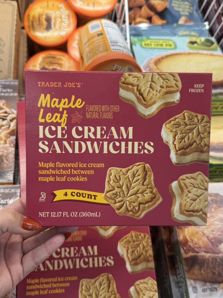Trader Joe’s Maple Leaf Ice Cream Sandwiches for fall 2026