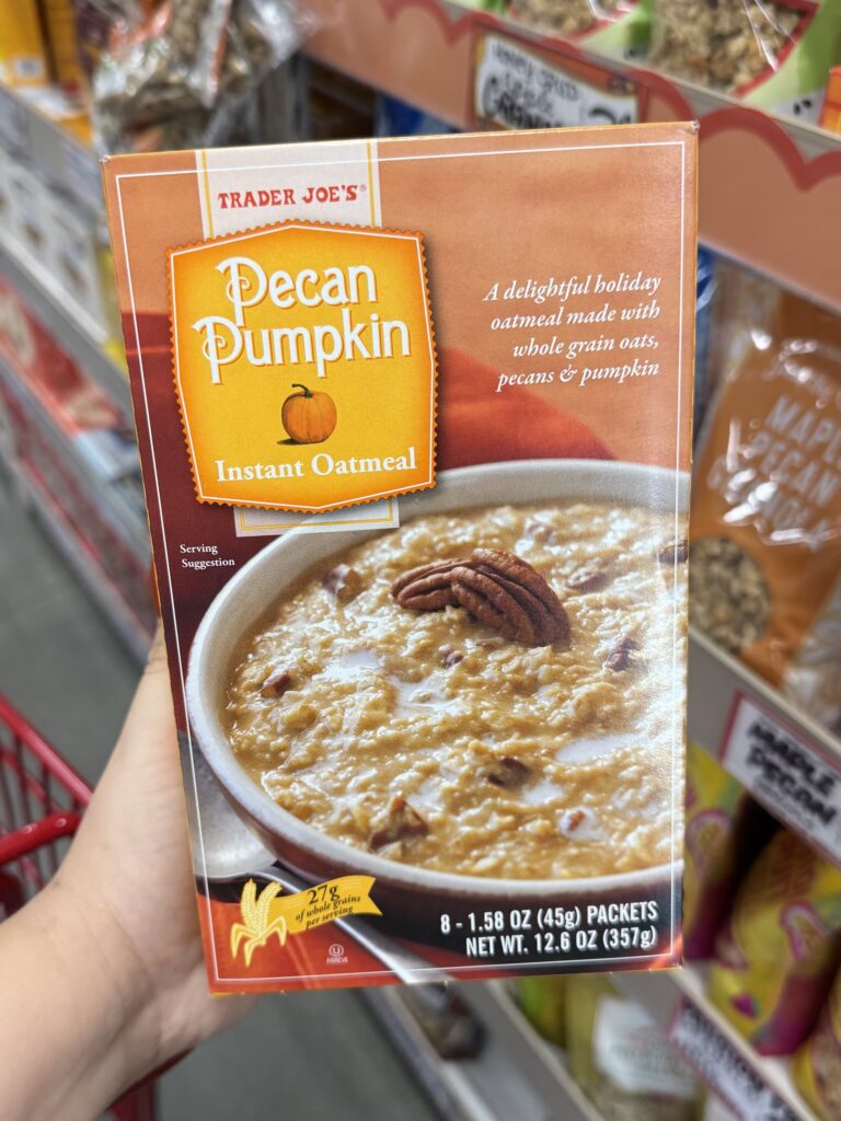 Trader Joe’s Pecan Pumpkin Instant Oatmeal for fall 2026