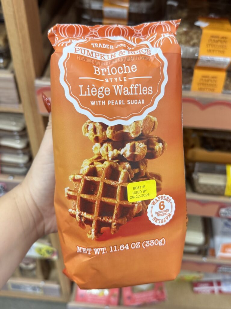 Trader Joe’s Pumpkin Brioche Style Liège Waffles for fall 2026