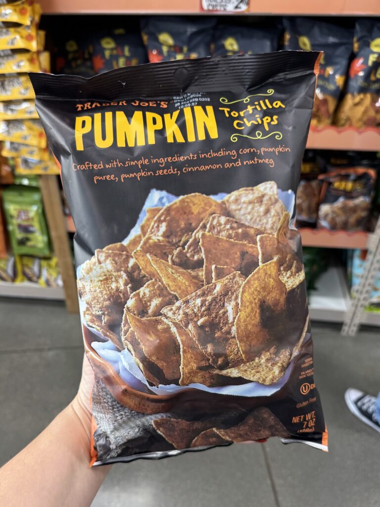 Trader Joe’s Pumpkin Tortilla Chips for fall 2026