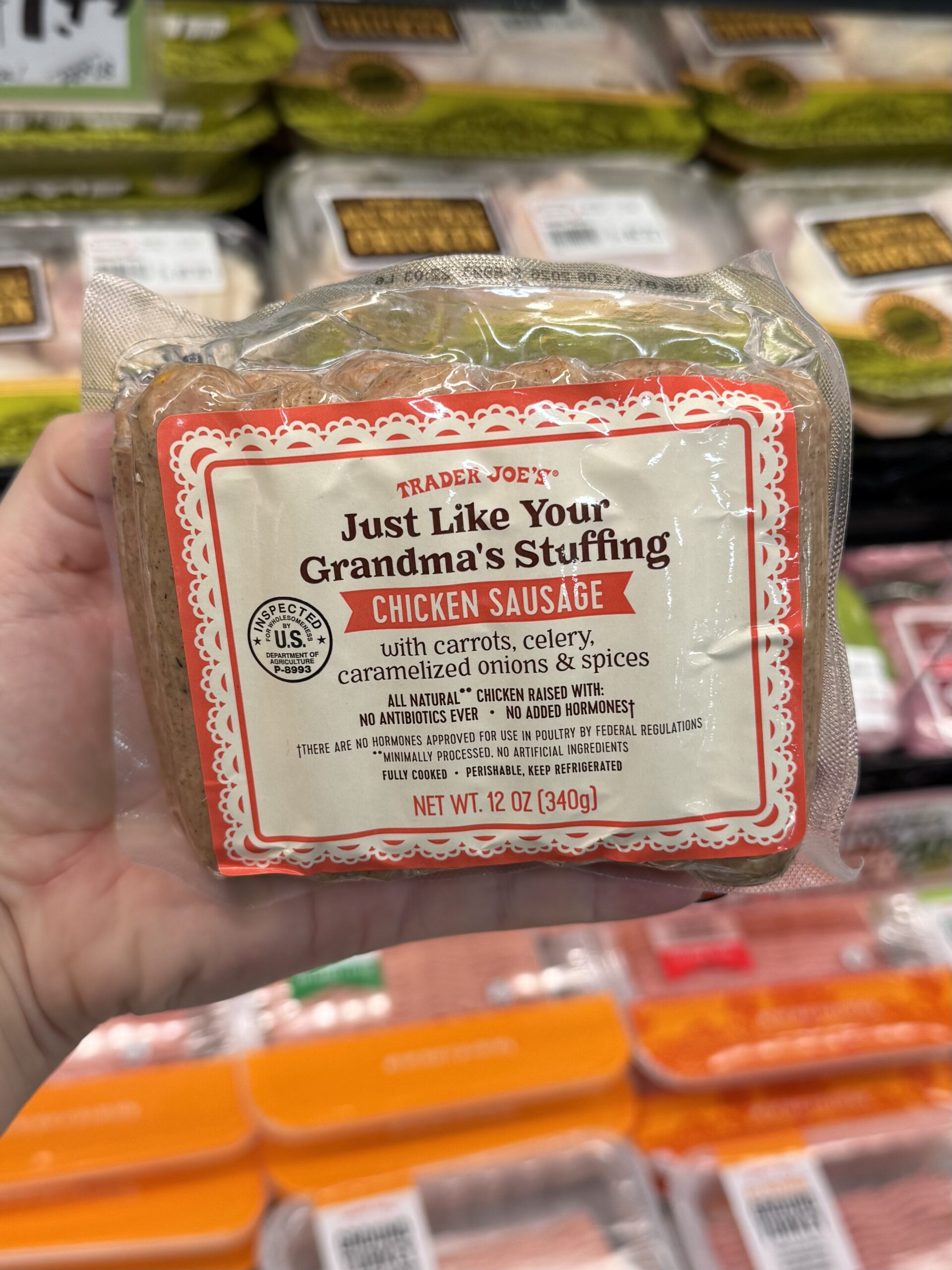 Just Like Your Grandma's Stuffing Chicken Sausage at Trader Joe's