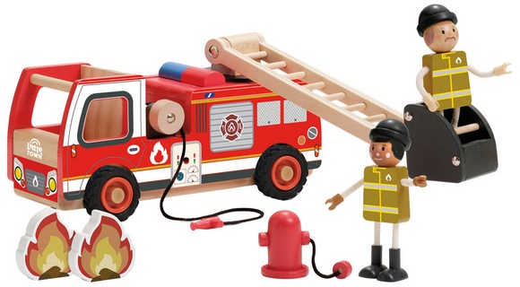 Little Town Wooden Vehicles Large - FireTruck