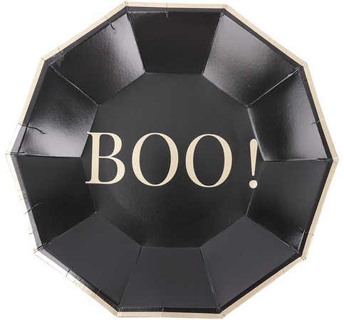 Halloween Paper Plates - Black foil boo