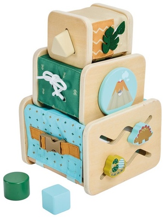 Little Town Wooden Activity Board & Cu - DinoPlayCubes