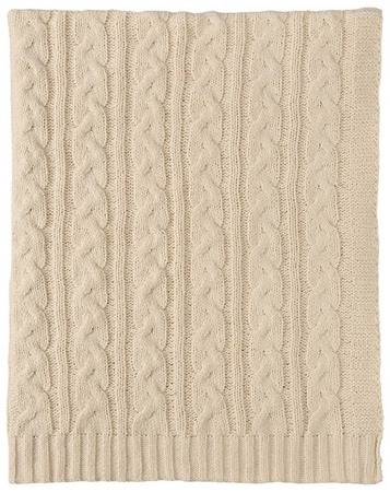 Kirkton House Cable Knit Throw - Braid Link Cream