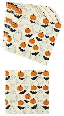 Halloween Paper Napkins - Ivory ghost, bat