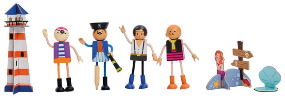 Little Town Wooden Characters - Pirate Family