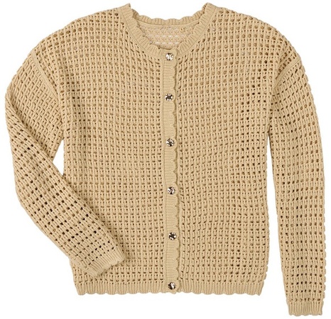 Serra L Crochet Button Cardigan - Beige