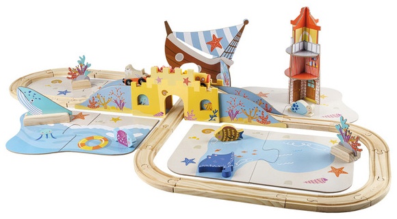Little Town Wooden Railway Sets - Ocean Railway