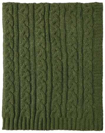 Kirkton House Cable Knit Throw - Braid Link Green