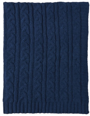 Kirkton House Cable Knit Throw - Braid Link Navy