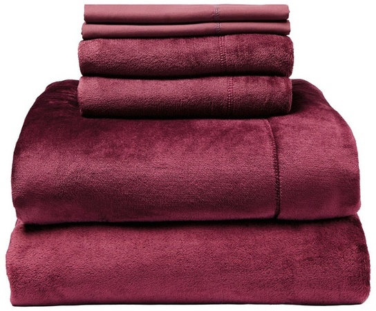Kirkton House Velvet Plush Sheet Set - Red - Queen