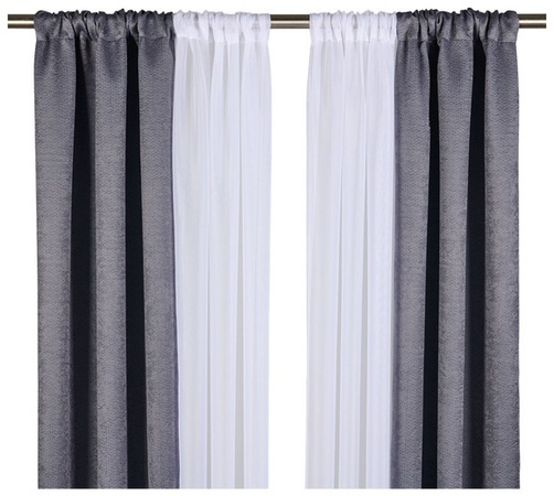 Kirkton House Blackout Curtain Set - Charcoal