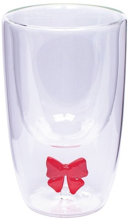 Merry Moments Double Wall Icon Glass - Red Bow