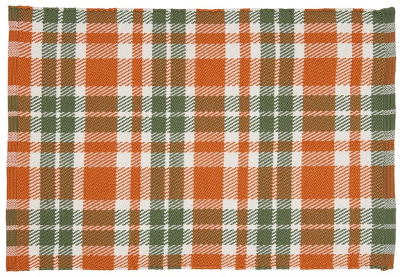Kirkton House Handwoven Layering Rug - Plaid - Orange Green