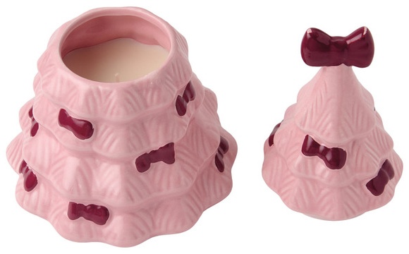 Kirkton House Nostalgic Tree Candle - Pnk/Maroon Bows
