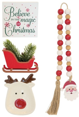 Merry Moments Holiday Tray Objects - Deer/Santa
