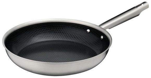Crofton 11 in. SS Honeycomb Fry Pan - Black Interior