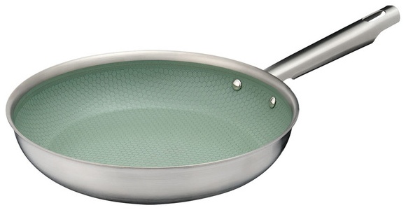 Crofton 11 in. SS Honeycomb Fry Pan - Green Interior