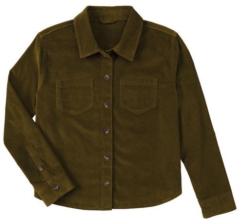 Serra Ls Oversized Corduroy Shirt - Olive