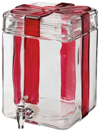 Merry Moments Holiday Glass Beverage Dispenser - Bow