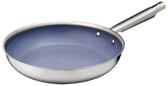 Crofton 11 in. SS Honeycomb Fry Pan - Blue Interior