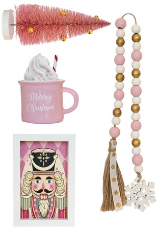 Merry Moments Holiday Tray Objects - Pink Nutcracker