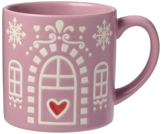 Merry Moments 3D Christmas Mug - Gingerbread House - Purple
