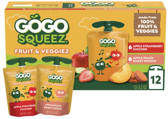 Gogo Squeez StrawbPeach Fruit & Veg Pouch - 