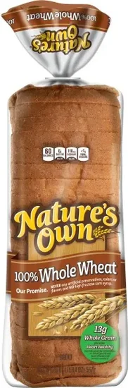 Nature's Own 100% Whole Wheat, Whole Wheat Bread, 20 oz Loaf