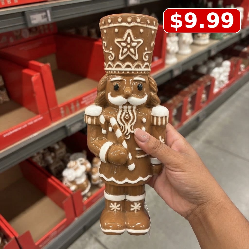 Merry Moments Ceramic Gingerbread Nutcracker with Gift