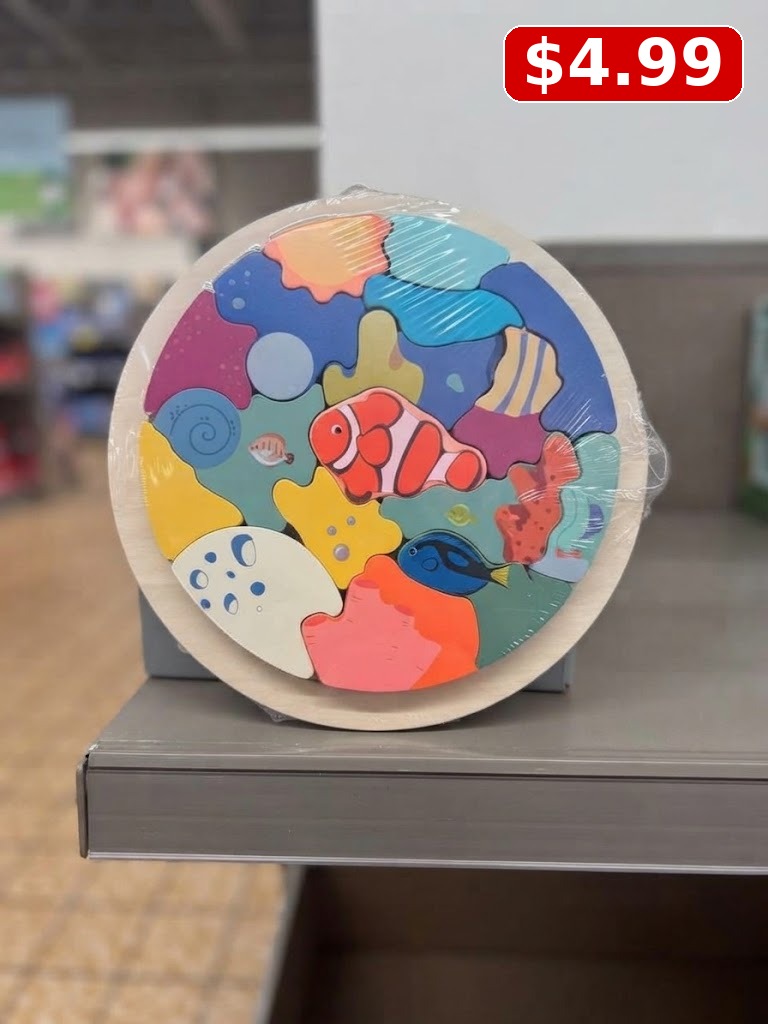 Little Town Blue Dinosaur Wooden Puzzle