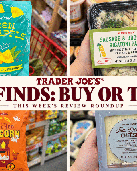 Ten Trader Joe’s finds review roundup with Queen Pineapple, rigatoni, stuffing popcorn, and Tres Leches Cheese